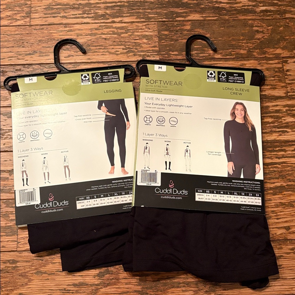 Cuddl Duds set of crew tshirt leggings medium new - Picture 3 of 3